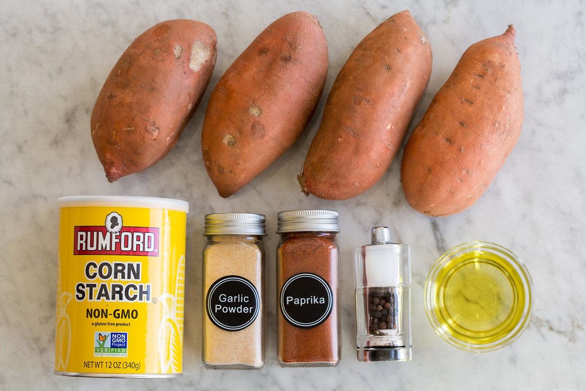 Photo of ingredients used to make sweet potato fries.