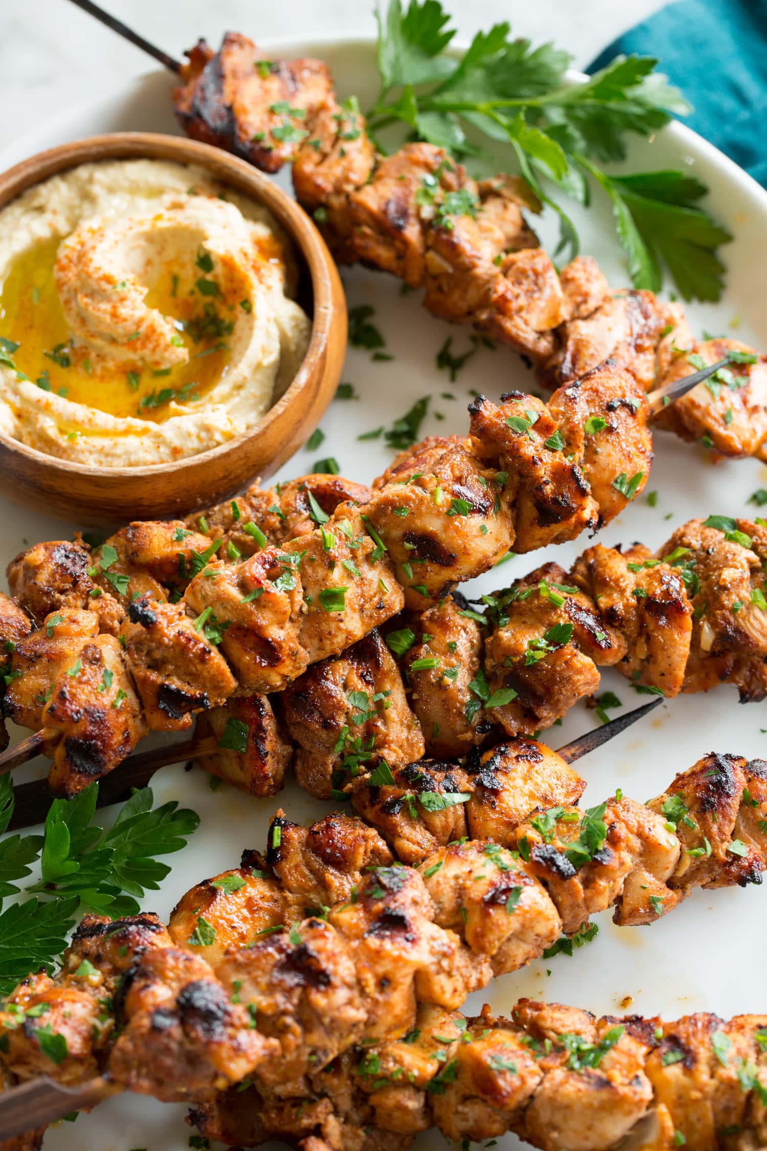 Shish Tawook shown close up.